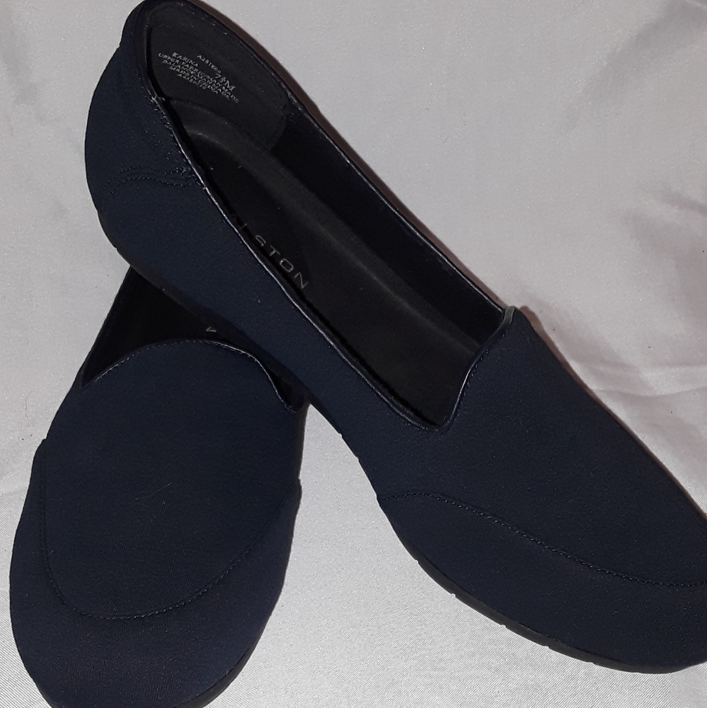 H by Halston Karina Navy Faux Suede Loafers,  7.5M